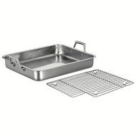 Tramontina 80203/003DS Gourmet Prima 13.5-Inch Rectangular Roasting Pan with Basting Grill, Small, Stainless Steel N12