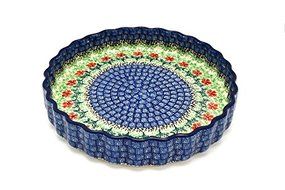Polish Pottery Baker - Fluted Quiche - Large (9") - Maraschino