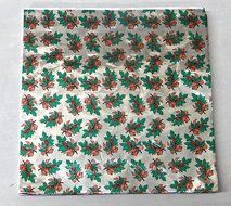 6&quot; X 6&quot; Holly Print - Holly and Berries on Silver - Confectionery Foil Wrappers Candy Wrappers Candy Making Supplies