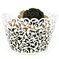 Cupcake Wrappers 100 Filigree Artistic Bake Cake Paper Cups Little Vine Lace Laser Cut Liner Baking Cup Muffin... N2
