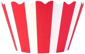 Bella Couture Audrey Stripes Cupcake Wrappers, Red/White N4