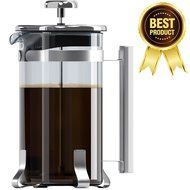 8 Cup French Press Coffee and Tea Maker- Borosilicate Glass Carafe- Stainless Steel Components- FDA Approved Manual...