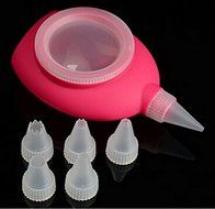 Yunko Owl Designed Silicone Macaron Decorative Pot Cream Milker with 6pcs Different Shape Piping Nozzles for Cookie... N4