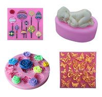 Fondant Sugar Craft Mold, KOOTIPS 4 Pcs Colorful Balloon Baby Rose Butterfly Many kinds different mold DIY Cake...