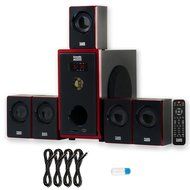 Acoustic Audio AA5103 Home Theater 5.1 Speaker System with USB Bluetooth and 4 Extension Cables
