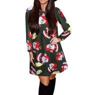 Morecome Women Long Sleeve Santa Snowman Printing Christmas Party Dress N3