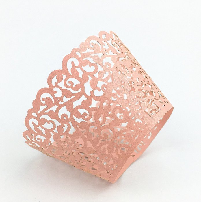 Yansanido 12 set pink Filigree Artistic Bake Little Vine Lace Laser Cut Cupcake Wrapper Cup Muffin Case Trays... N42