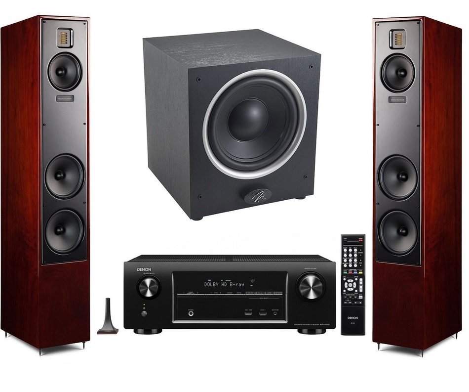 Martin Logan Motion 40 Chery Floorstanding Speakers with Dynamo 500 Subwoofer and Denon AVR-X3200W A/V Receiver