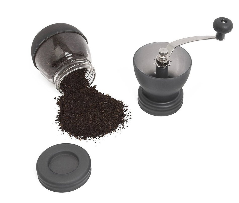 PuTwo B0140MSTO2 Coffee Grinder Burr Stainless Steel with Ceramic Hand Crank, Black N4