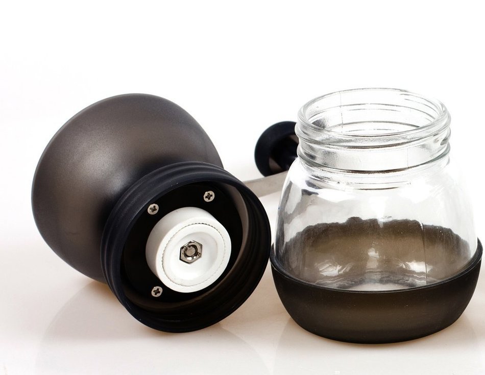 PuTwo B0140MSTO2 Coffee Grinder Burr Stainless Steel with Ceramic Hand Crank, Black N5