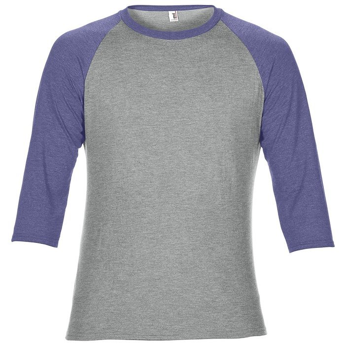 Anvil Unisex Two Tone Tri-Blend 3/4 Sleeve Raglan T-Shirt (M) (Heather Gray/Dark Green) N2