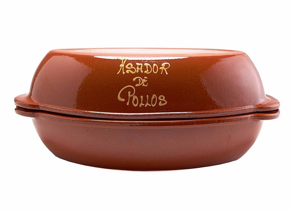 Costa del Sol Handmade Ceramic Spanish Glazed Chicken Pot, Rust N2