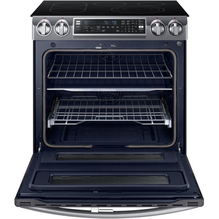 Samsung NE58K9850WG 30" Slide-in Electric Range with Smoothtop Cooktop, 5.8 cu. ft. Primary Oven Capacity, in...