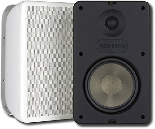 Pair Moderno M6 6-1/2" Indoor Outdoor Stereo Speakers White N3