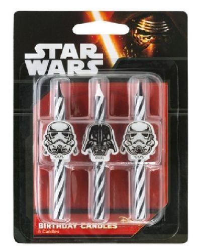 CakeDrake STAR WARS Darth Vader Storm Trooper Striped 6 Birthday Party Cake Topper CANDLES