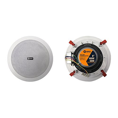 Voyz In-Wall / In-Ceiling Dual 8-Inch Speaker System, Directable Tweeter, 2-Way, Flush Mount, White N3