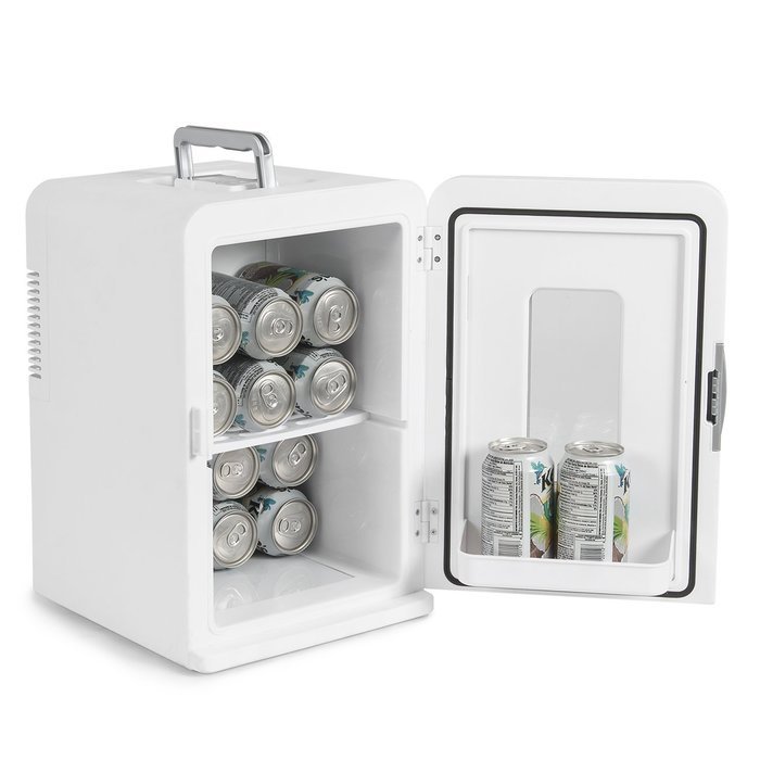 Della Portable Mini Fridge Camper RV Dorn Home Office Boat, LCD Cooler and Warmer 15L -White N5