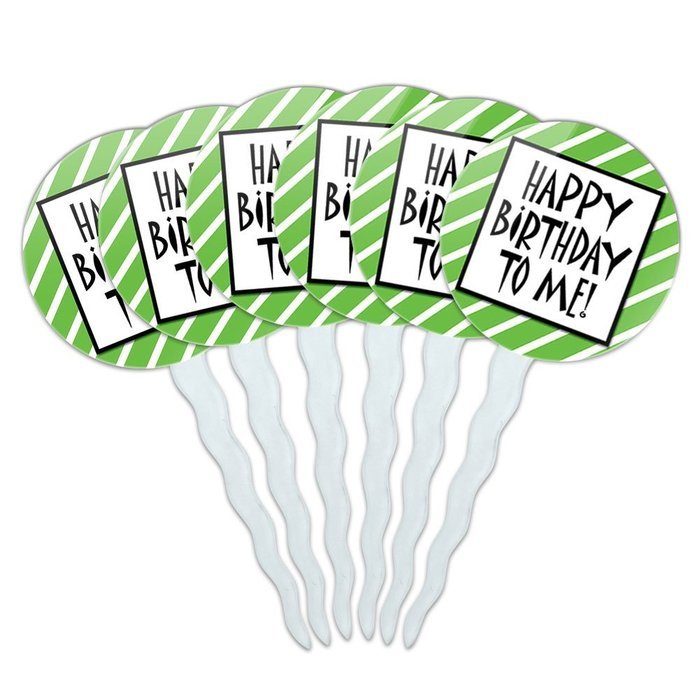 Set of 6 Cupcake Picks Toppers Decoration Birthday Party - Over the Hill Birthday Black Yellow N7
