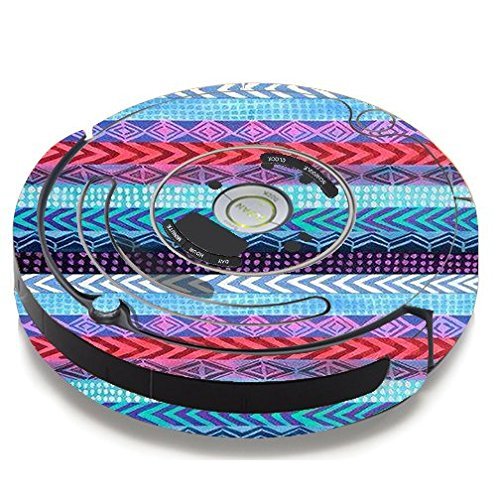 Skin Decal Vinyl Wrap For IRobot Roomba 650 655 Vacuum / Aztec Blue Tribal Chevron