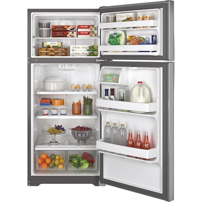 Ge REFRIGERATORS 1030510 15.5 Cu. ft. Top Freezer Refrigerator, Stainless Steel, Reversible Door Swing
