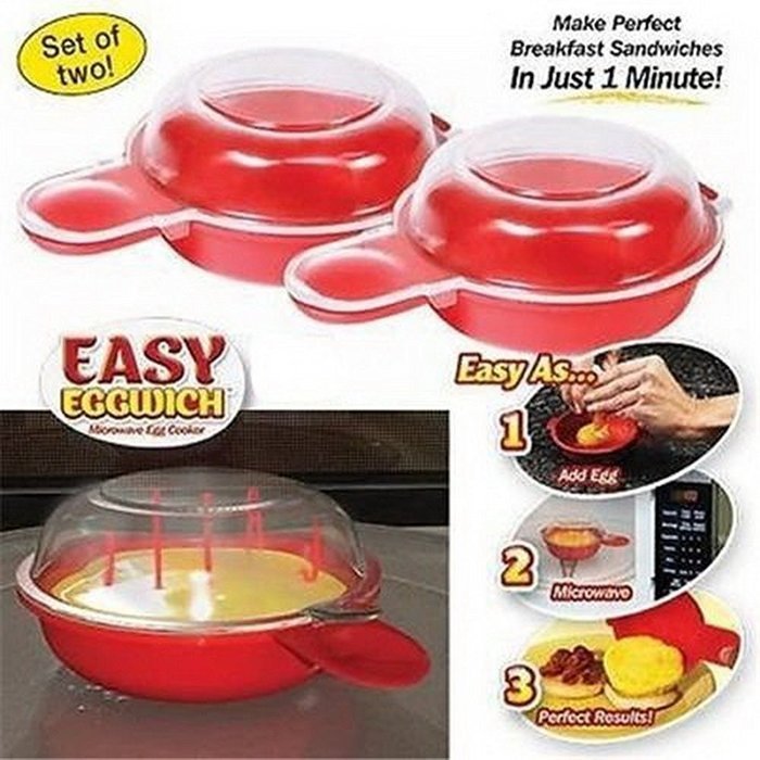Easy Eggwich Cooking Tool Microwave Cheese Egg Cooker Fast Egg Maker 2 Pcs H