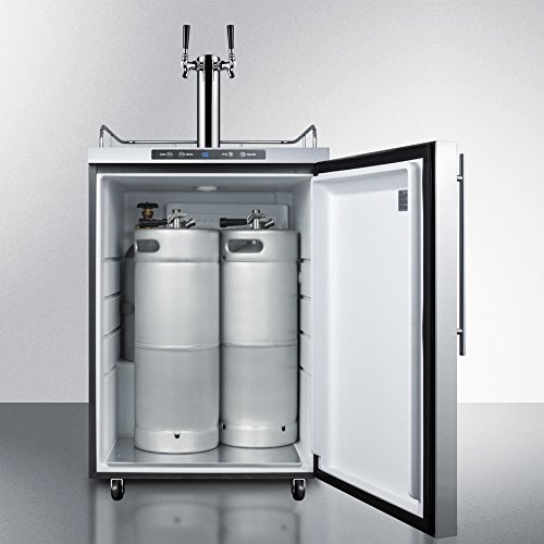 Summit SBC635MOS7HVTWIN 24" Outdoor Dual Tap Beer Dispenser with 5.6 cu. ft. Capacity Automatic Defrost Digital...