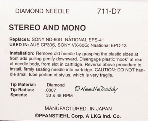 PHONOGRAPH NEEDLE FOR VANITY FAIR MICHAEL JACKSON RECORD PLAYER NEEDLE N4