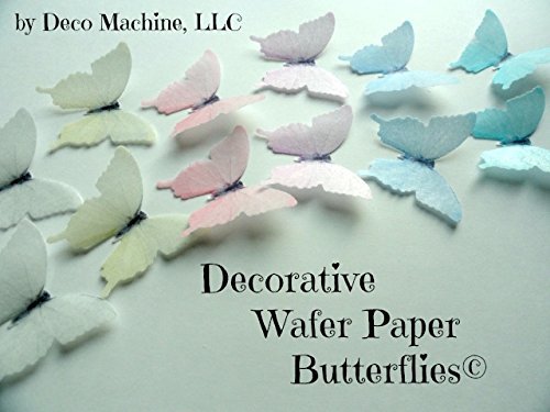 24 Small Assorted Pastel Light Soft Colors Decorative Wafer Paper Butterflies&copy; 1.75" Pre Cut Cake Dessert Decorations