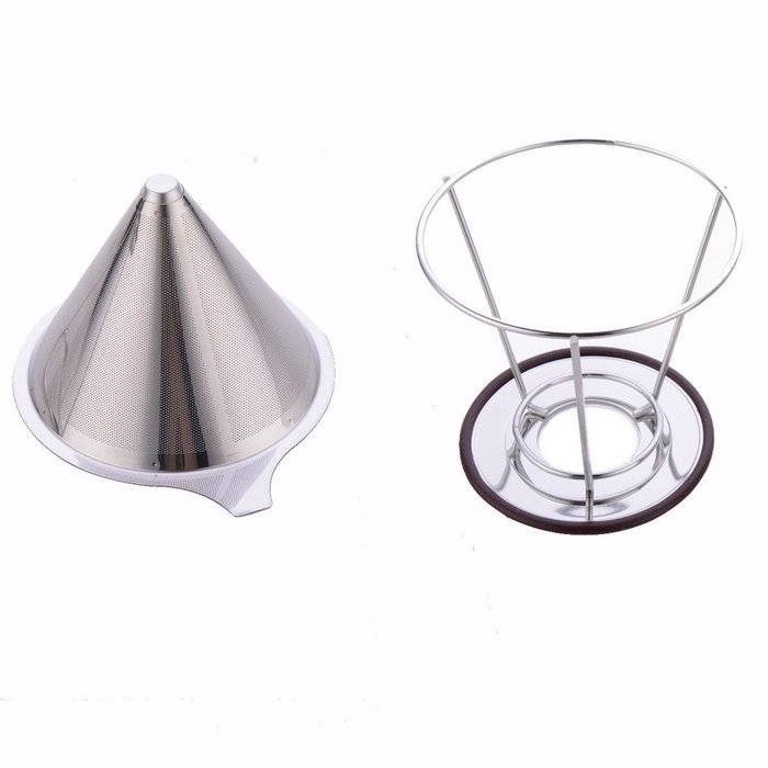 Ziselu Stainless Steel Pour Over Coffee Maker, Filter Cone and Holder, Micro Filter Coffee Dripper and Coffee... N6