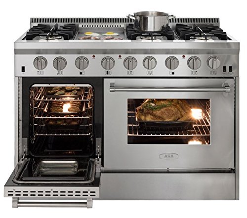AGA APRO48DFSS 48" Professional Dual Fuel Range with RapidBake Convection, Stainless Steel N4