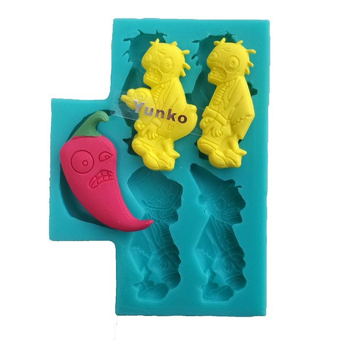 Yunko 5 Hole Pepper V.s. Zombies Fondant Cake Decorating Tools Silicone Chocolate Mold Candy Sugar Mould N3