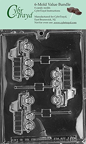 CybrTrayd J070-6BUNDLE Dump Truck Lolly Chocolate Candy Mold with Exclusive Copyrighted Chocolate Molding Instructions