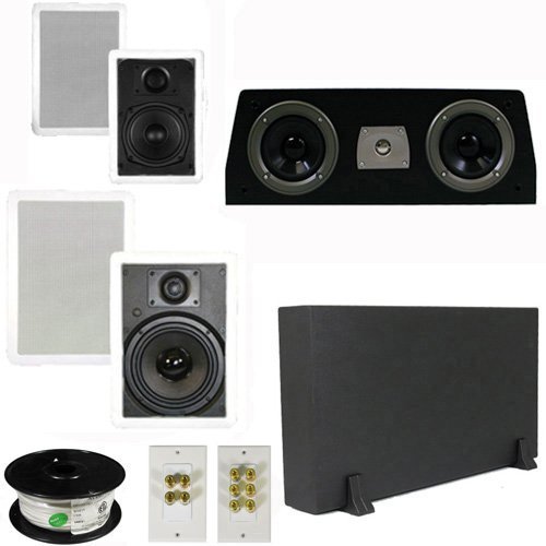 Theater Solutions 5.1 Home Theater 4 Speakers Set with Center, 8" Powered Sub and More TS5W6WC51SET1