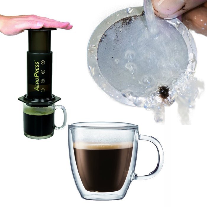 4pk Premium Ultra Slim Stainless Steel Reusable Aeropress Coffee Filter for Aeropress