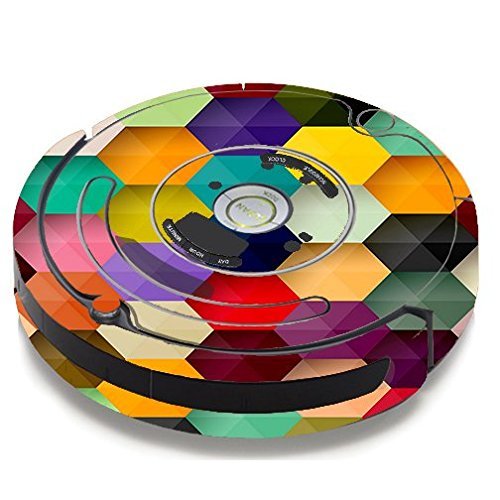 Skin Decal Vinyl Wrap For IRobot Roomba 650 655 Vacuum / Colorful Geometry Honeycomb