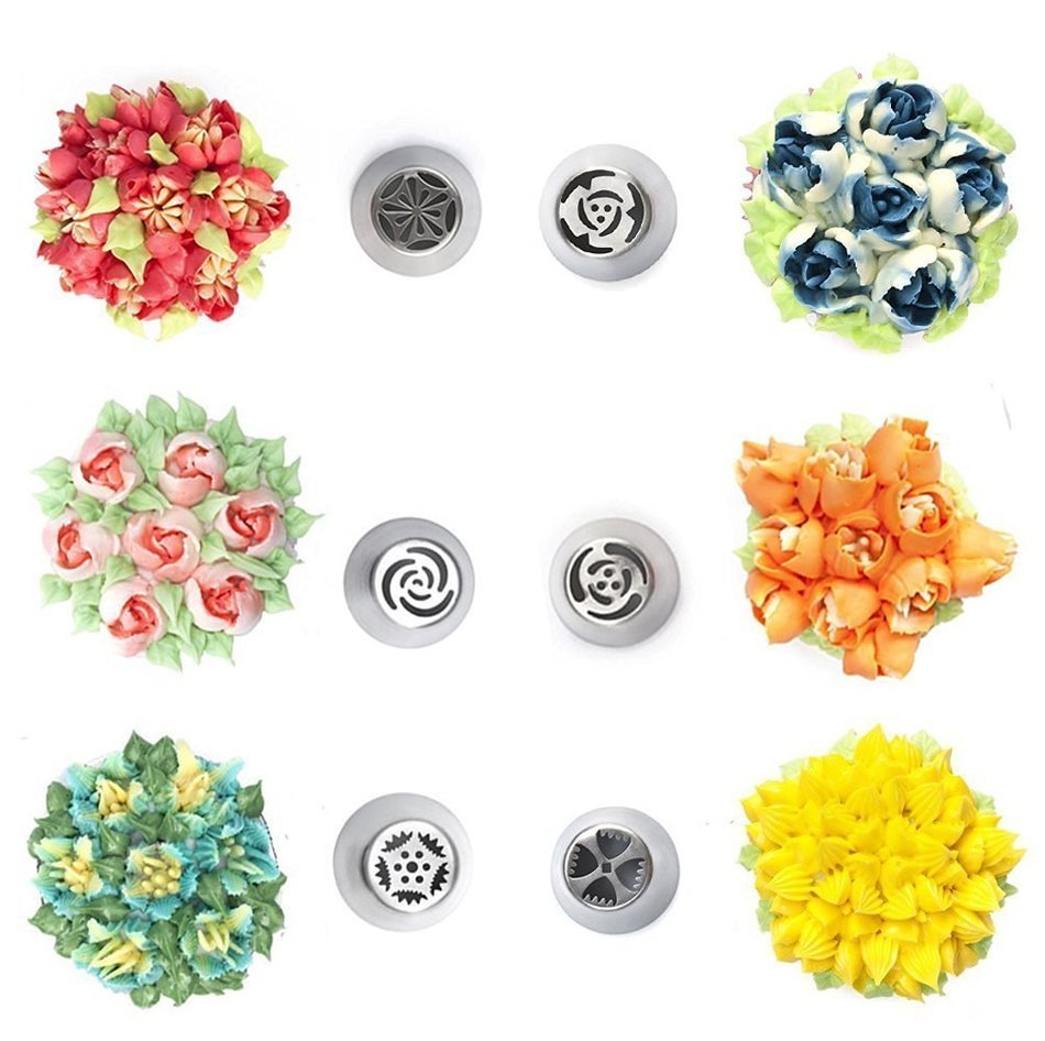 Russian Piping Tips, YOUKEE 11 PCS/Set Large Stainless Steel Pastry Tips Cake Flower Decorating Nozzle Tips Tools N3