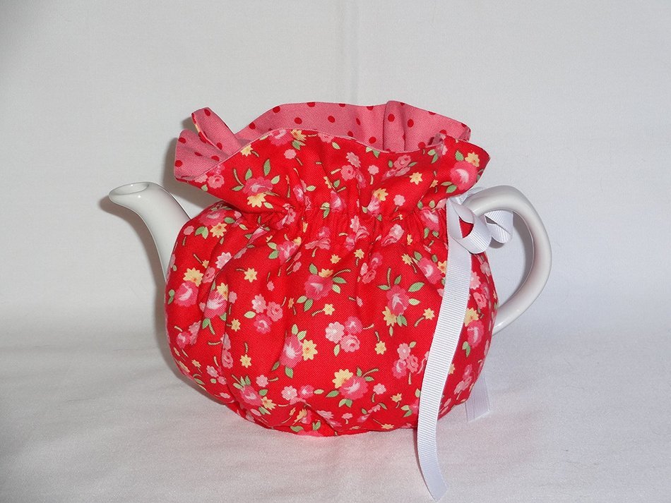 2 Cup Floral on Red Reversible Tea Pot Cozy