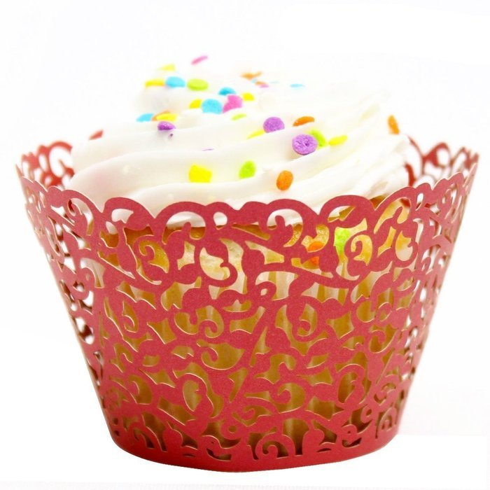 LEFV&trade; 24pcs Cupcake Wrapper Filigree Little Vine Lace Laser Cut Liner Baking Cup Muffin Case Trays Wraps Wedding... N9