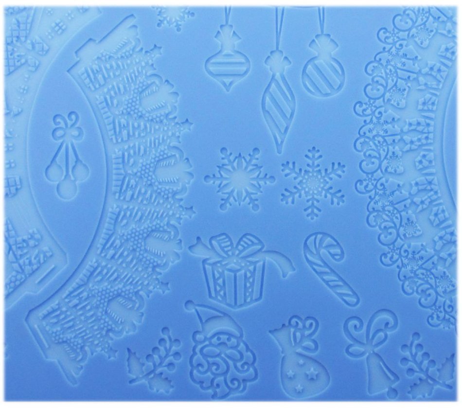 Lesirit Christmas Pattern Silicone Fondant Lace Embossed Cake Mold Mat,15.55" &times;11.81" (A) N3