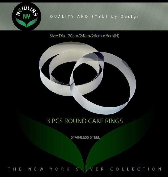 NewlineNY Stainless Steel 3 Sizes Round Molding Plating Forming Cake Mousse Rings, Set of 3 N3