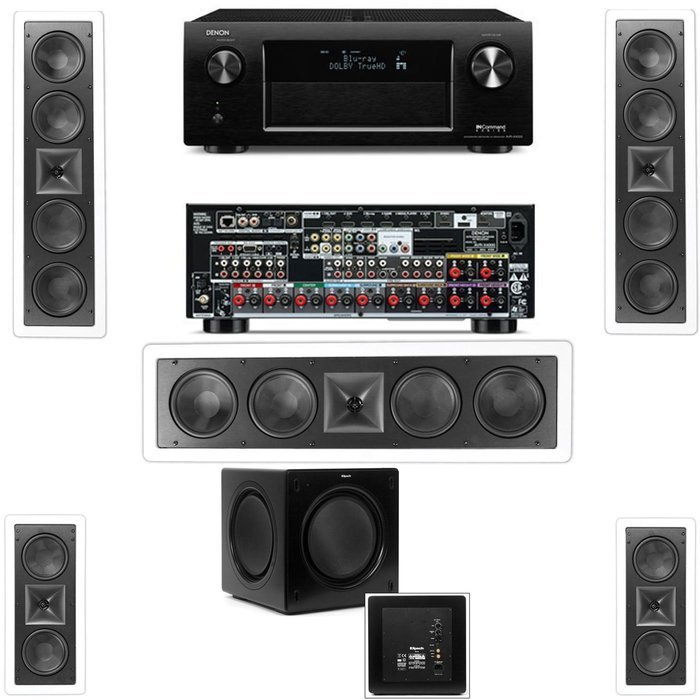 Klipsch KL-6504-THX(3 Speaker) In-Wall 5.1-SW-310 Denon AVR-X4000 IN-Command 7.2- White