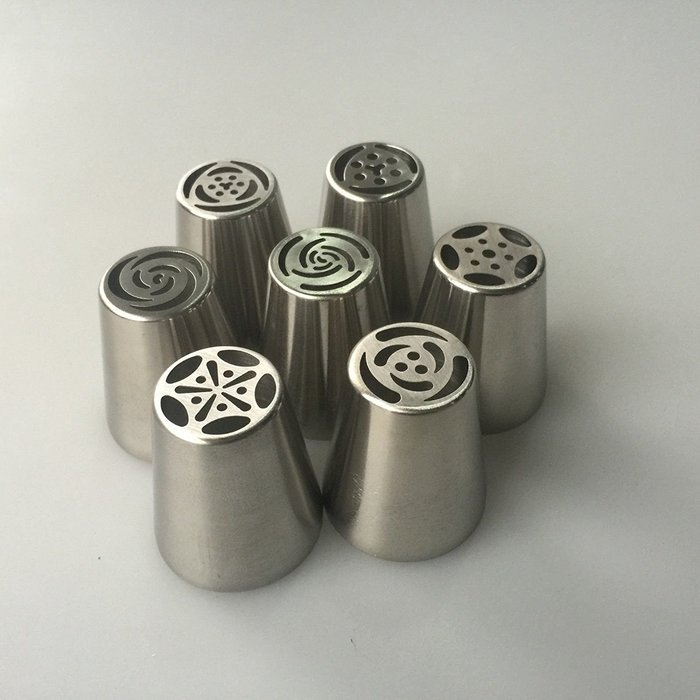 7pcs Russian Tulip Icing Piping Nozzles Cake Pastry Sugarcraft Plunger Tip Hot Sale N2