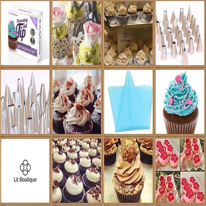 30 Piece Cake Decorating baking tools set- 26 Stainless Steel tips in Storage Case-Flower nail- ONLY KIT with... N2