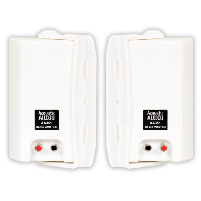 Acoustic Audio AA351W Indoor Outdoor 2 Way Speakers 2000 Watt White 4 Pair Pack AA351W-4Pr N4