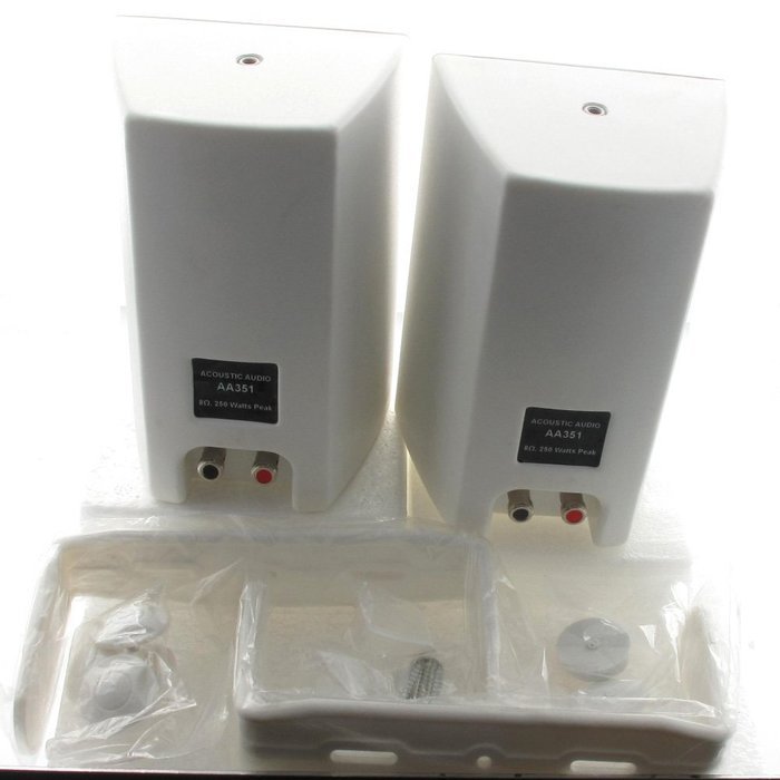 Acoustic Audio AA351W Indoor Outdoor 2 Way Speakers 2000 Watt White 4 Pair Pack AA351W-4Pr N5