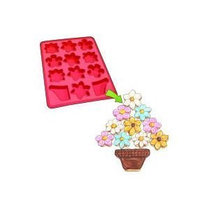 Roshco "Create and Celebrate" Flower Basket Pull-Apart Cupcake Silicone Baking Pan