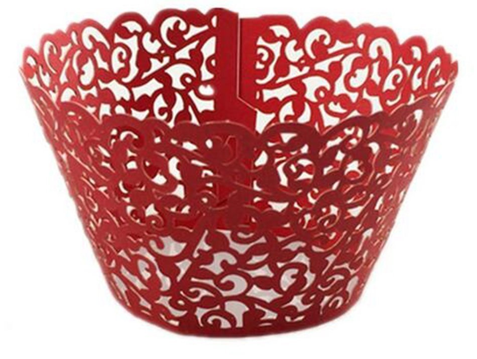 FHD Cupcake Wrappers 100 Filigree Artistic Bake Cake Paper Cups Little Vine Lace Laser Cut Liner Baking Cup Muffin... N3