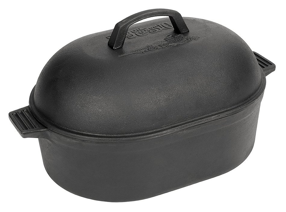 Bayou Classic 7417 12-Quart Cast-Iron Oval Roaster with Domed Lid