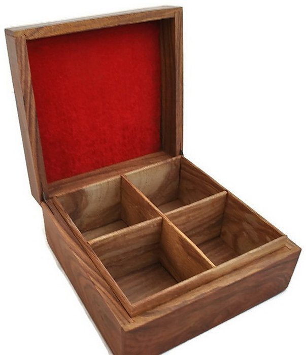 CLEARANCE SALE StarZebra - Solid Handmade Wood Tea Box for Tea Bags Leaves Herbs - Decorations Gifts From India N4