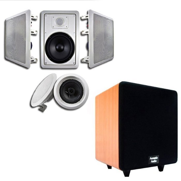 Acoustic Audio HT-65 In-Wall/Ceiling 5.1 Home Theater 6.5" Speakers and 8" Powered Sub HT-65-CS8C
